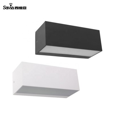 Savia 12W IP44 Acrylic Square Rectangular Up Down White Black External Scone Outdoor Exterior Lamp Modern LED Wall Light