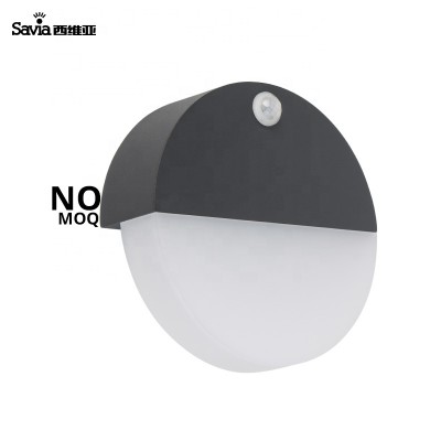 Savia outdoor garden motion sensor wall lamp round shape LED 6W IP44 Aluminum PC decorative lawn park wall mount light